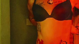 Douche time for this mouth-watering trans female!