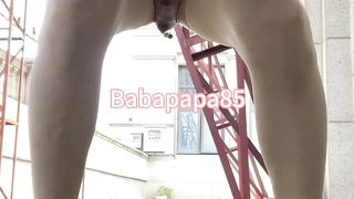 细高跟肉丝牛仔外套包臂裙在工地露出完整版 - highheel stockings Jeans jacket Thigh mini-skirt outdoor have fun on Construction Website