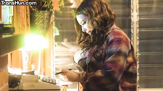 Trans hunny got deep-throat and boobbanged by bigtitted GIRLFRIEND