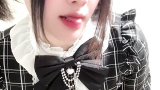 貞操帯付けた地雷系男の娘がエネマグラ挿して電マで大量射精