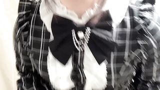 貞操帯付けた地雷系男の娘がエネマグラ挿して電マで大量射精