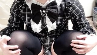 貞操帯付けた地雷系男の娘がエネマグラ挿して電マで大量射精