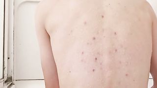 Transgender damsel in douche opening up bum