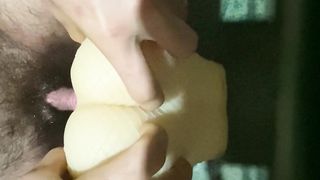 Homem trans operado pau pequeno fudendo buceta de silicone gozada e pau pulsando