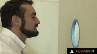 SATANS T NYMPHS - Long Legged Trans Jenna Tales Gets Her Bum Drilled In A Gloryhole