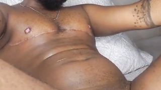 Ultra-kinky trans dude in labia frolicking with his faux-cock