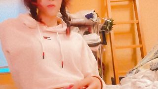 Nerdy trans paws herself whenever she's alone.