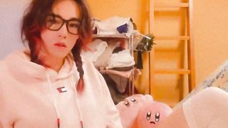 Nerdy trans paws herself whenever she's alone.