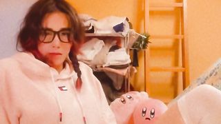 Nerdy trans paws herself whenever she's alone.