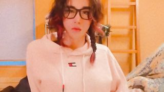 Nerdy trans paws herself whenever she's alone.