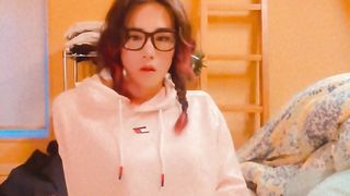 Nerdy trans paws herself whenever she's alone.