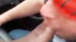 Spiderman suckling sheBeef in the public road