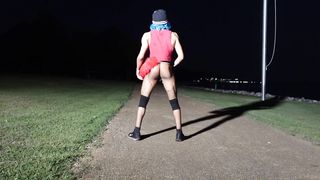 bouncy butt fur covered femboy nightly hikes on public trails