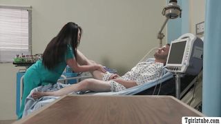 TS nurse gives her lucky patient a head and rides it after