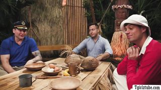 Trio fortunate fellows meet spectacular TRANSSEXUAL in the jungle (Colby Jansen, Joel Someone)