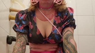 Sissy fuckdoll urinates while railing a fuck stick