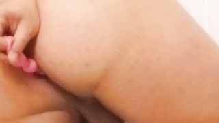 Trans woman toying with assfuck plaything until unloading urinate and spunking