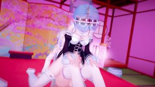 ReZero Futa Emilia romps with Futa Wedge and Futa Rem