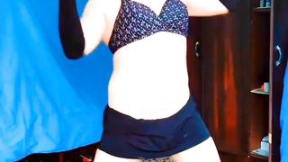 Scorching She-creature Sister Hotwife At Her Individual Guest room in Arabic Dancer Mini Micro-skirt as Cheerleader