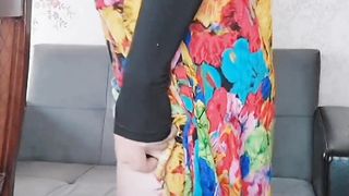 Scorching She-creature Sister Hotwife At Her Individual Guest room in Arabic Dancer Mini Micro-skirt as Cheerleader