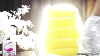 Big boobs Asian shemale jerks off