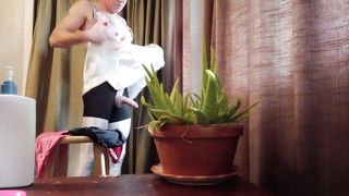 Latex T-WOMAN Attempt-on Drag!!! I jizz on Everything Instead$$$. My ARSE looks so pretty in my Stockings