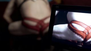 Sissy Femboy Drowns faux-cock in butt, numerous underpants. Then ejaculates on hip.