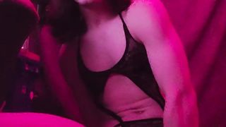 Trans dame licks her spunk and pummels herself with it!