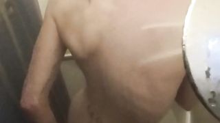 Warm Bathroom Joy: Super hot Trans Damsel Joys Herself with a Faux-cock