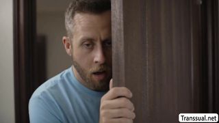 Blonde big tits TS analed by husbands perv friend