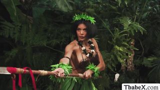 Black beauty TS gets analed by stranger in jungle