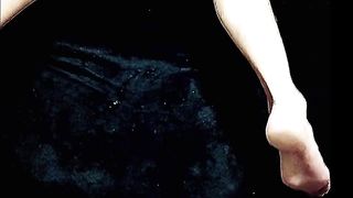 TGirl dribbling spunk all over herself