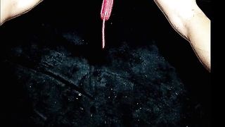 TGirl dribbling spunk all over herself