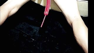 TGirl dribbling spunk all over herself