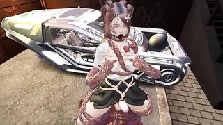 Hermaphroditism Is Screwed By A Hookup Machine, She Can't Hold On And Finishes off