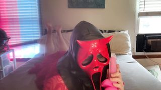 Ghost Face/Demon Face Faux-cock Getting off