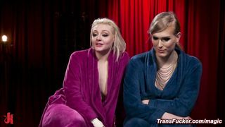 Blinded maid Arielle Aquinas is penalized by she-male domina Roxxie Moth