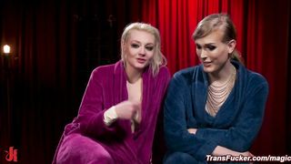 Blinded maid Arielle Aquinas is penalized by she-male domina Roxxie Moth