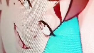 fellating the backside, raw manstick, and hatch of ultra-cute manga porn trans in the guest room, close-up