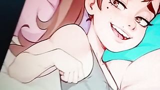 fellating the backside, raw manstick, and hatch of ultra-cute manga porn trans in the guest room, close-up