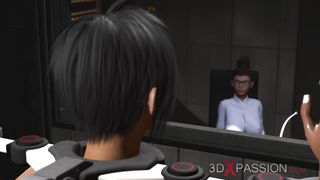 Massive melons killer chick gets nailed stiff by ladyboy android in the lab. Boink machine