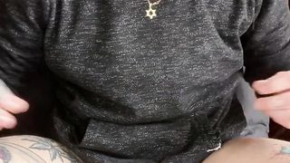 Kneading my hefty bud & sensitive, enormous, pinkish vulva