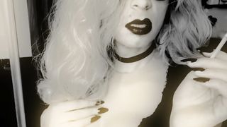 Gorgeous Crossdresser Smoking Slender Ciggy Yam-sized Milk cans Neil Penetrates Gigantic Glasses