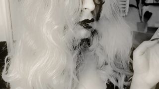 Gorgeous Crossdresser Smoking Slender Ciggy Yam-sized Milk cans Neil Penetrates Gigantic Glasses