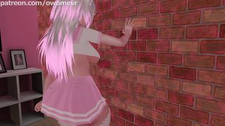 Promiscuous Catgirl Gets Stuck in a Wall With 2 Wild Futas ''Helping'' her out