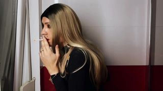 Cool Ideal Crossdresser Smoking Slender Cigarett Stunner Mega-bitch Ultra-kinky Blondie Girl Breasts