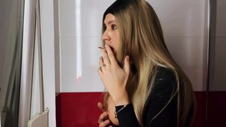 Cool Ideal Crossdresser Smoking Slender Cigarett Stunner Mega-bitch Ultra-kinky Blondie Girl Breasts