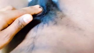 She-creature furry meaty clitty knead and attempt to get it rock-hard and spunk