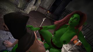 2 She-male Tear up a Man In The Caboose on Halloween