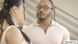 Gorgeous TS stepdaughter analed by black stepdad